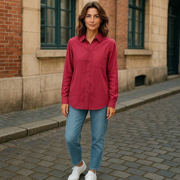 Burberry  Prorsum 100% Silk Button Down Long Sleeved Blouse Mulberry Old Money - Picture 1 of 9